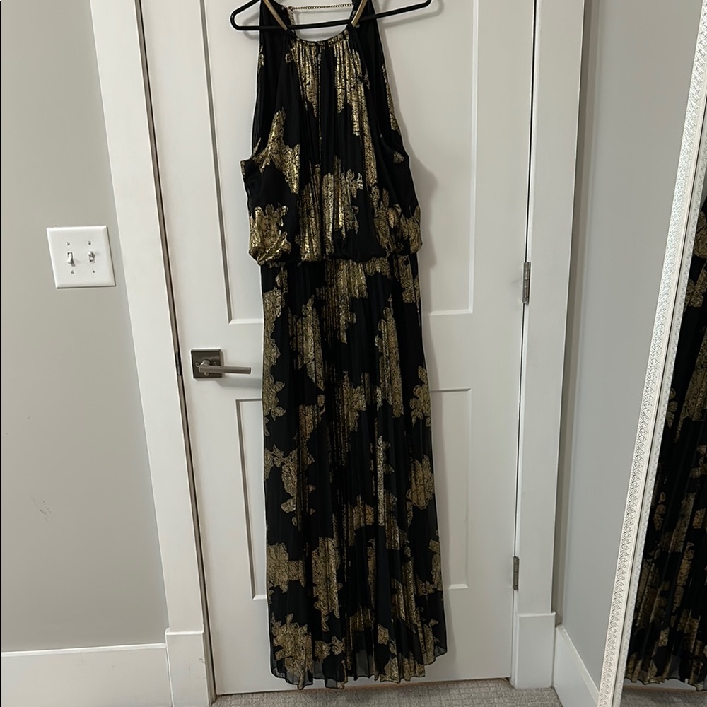 MSK Black and Gold Maxi Dress